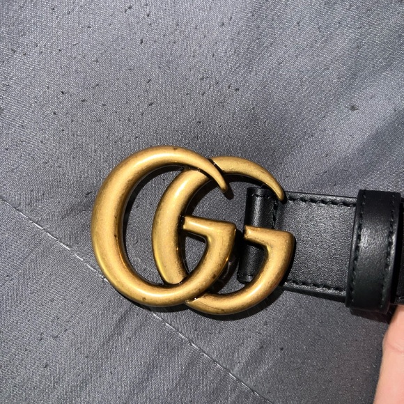 Gucci Black Leather Belt with Gold GG Emblem main image 4
